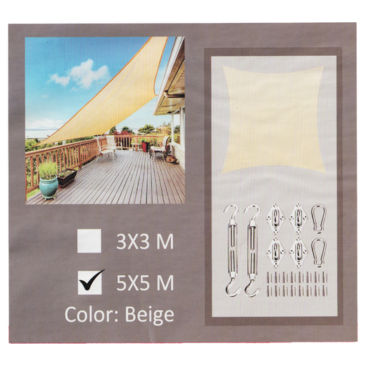 [0-672] TOLDO CUADRADO TIPO VELA 5x5MTS BEIGE TRICAL 0-672