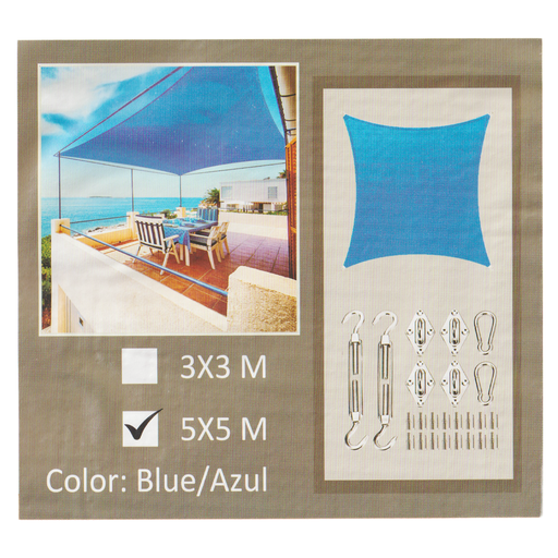 [0-673] TOLDO CUADRADO TIPO VELA 5x5MTS AZUL TRICAL 0-673