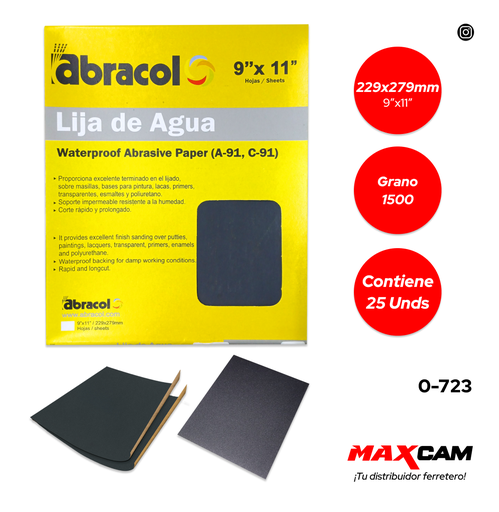 [0-723] LIJA GRANO 1500 ABRACOL 0-723