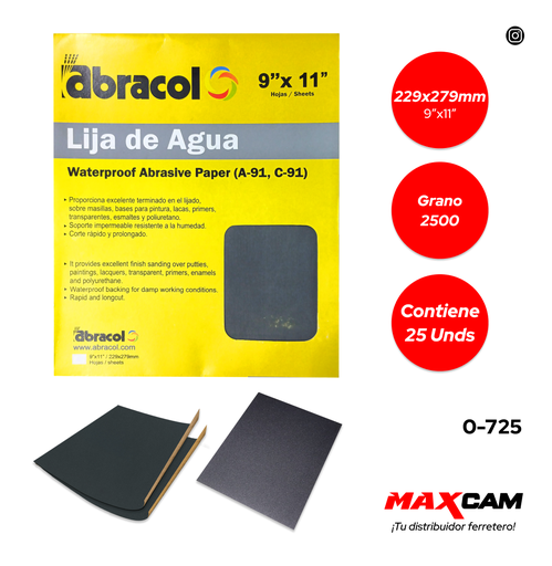 [0-725] LIJA GRANO 2500 ABRACOL 0-725