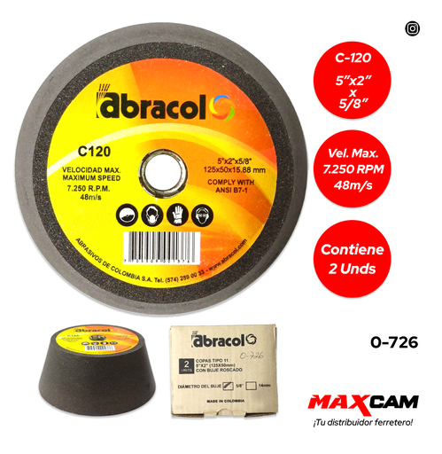 [0-726] PIEDRA COPA C-120 5x2x5/8" ABRACOL 0-726