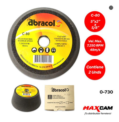 [0-730] PIEDRA COPA C-80 5x2x5/8" ABRACOL 0-730