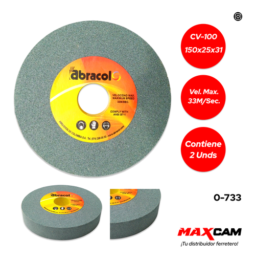 [0-733] DISCO P/ESMERIL D/BANCO CV-100 150X25X31 ABRACOL 0-733