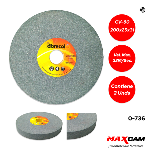 [0-736] DISCO P/ESMERIL D/BANCO 200X25X31 ABRACOL 0-736