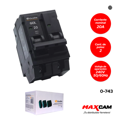 [0-743] BREAKER EMPOTRAR GQL 2x20 EXCELINE 0-743