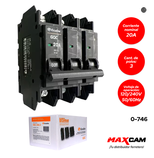 [0-746] BREAKER SUPERFICIAL GQC 3x20A EXCELINE 0-746