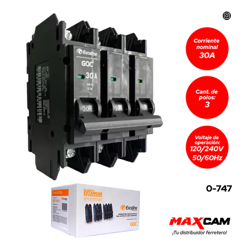 [0-747] BREAKER SUPERFICIAL GQC 3x30A EXCELINE 0-747