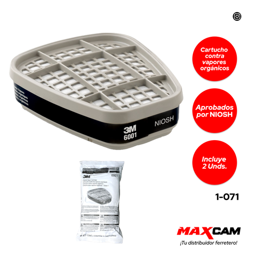 [1-071] CARTUCHO P/VAPOR ORGANICO 2 UNID 3M 1-071
