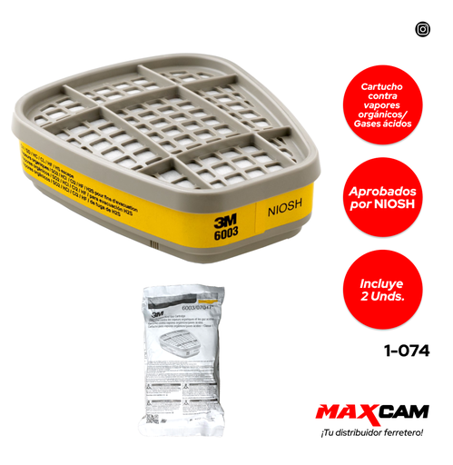 [1-074] CARTUCHO /APOR Y GASES MULTIPLES 2 UNID 3M 1-074