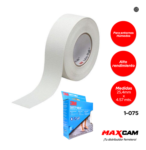 [1-075] CINTA ANTI RESBALANTE P/BAÑO 1" x 4.5 MTS 3M 1-075