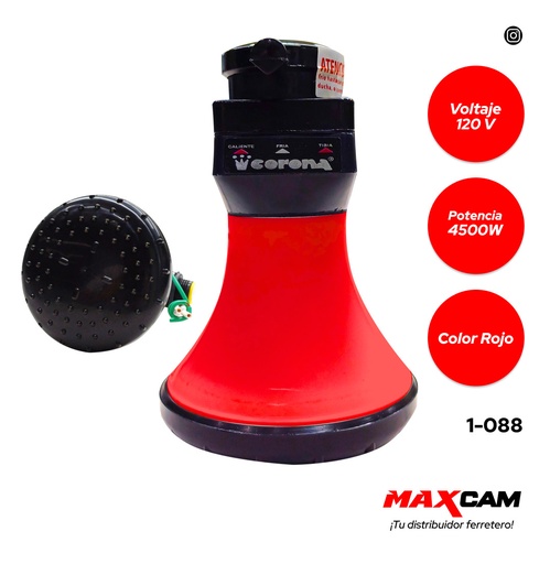 [1-088] DUCHA CALENTADOR ROJA CORONA 1-088