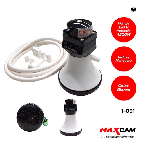 [1-091] DUCHA CALENTADOR BLANCA C/MANGUE CORONA 1-091