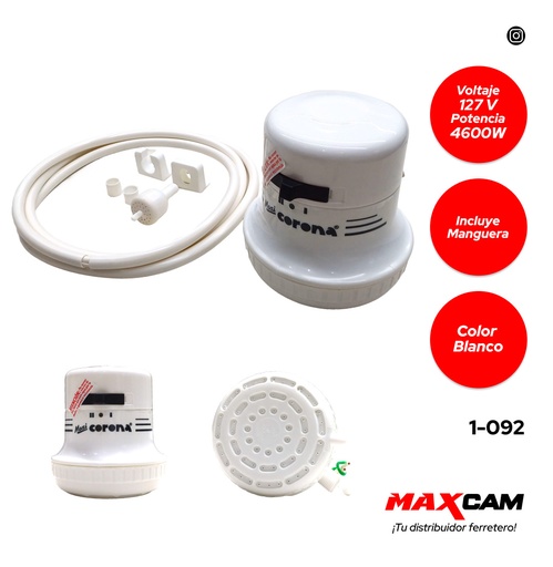 [1-092] DUCHA CALENTADOR BLANCA C/MANGUE MAXI CORONA 1-092