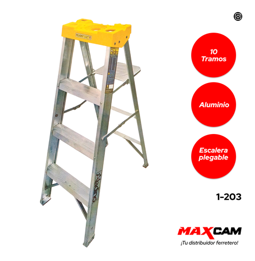 [1-203] ESCALERA ALUMINIO T/TIJERA 10 TR PREMIUN ALADINO 1-203