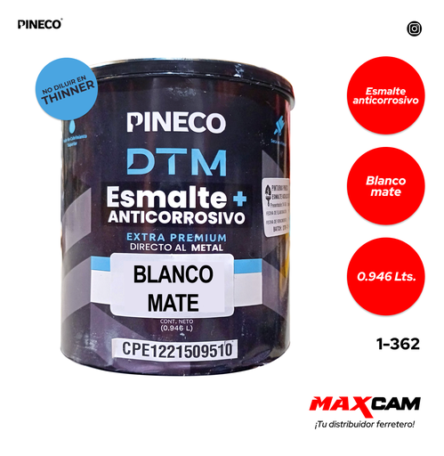 [1-362] PINTURA ESMALTE ACRILICO BLANCO MATE x 1/4 PRESTIGE 1-362