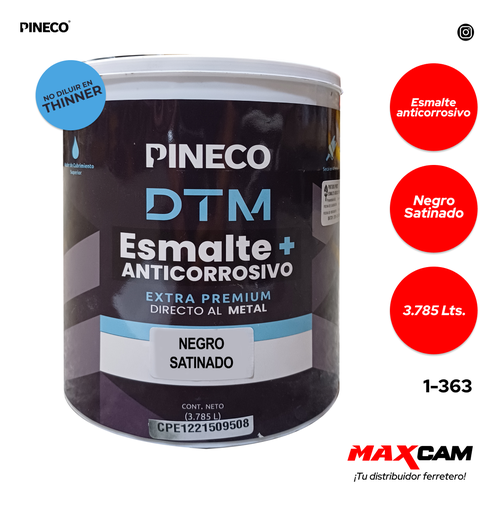[1-363] PINTURA ESMALTE ACRILICO NEGRO SATIN x GALON PRESTIGE 1-363