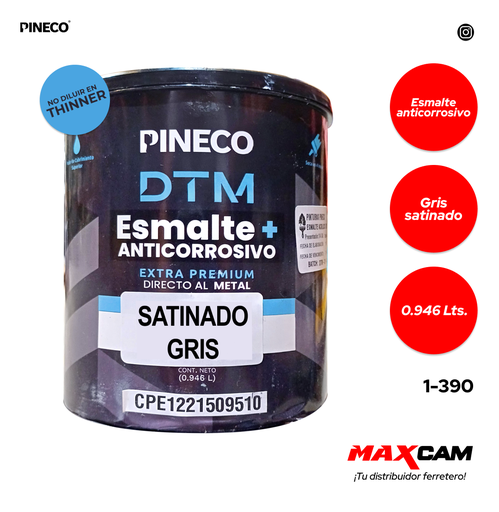[1-390] PINTURA ESMALTE ACRILICO GRIS SATIN x 1/4 PRESTIGE 1-390
