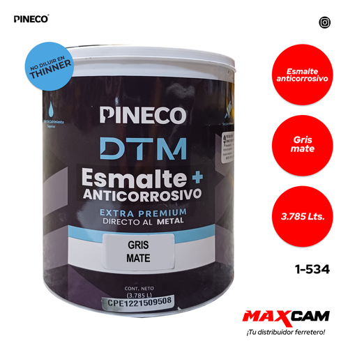 [1-534] PINTURA ESMALTE ACRILICO GRIS MATE x GALON PRESTIGE 1-534