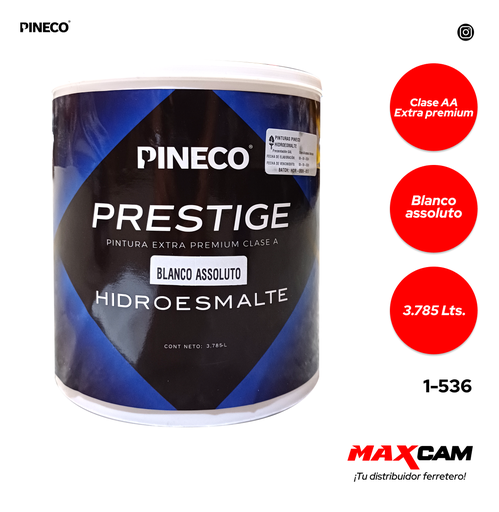 [1-536] PINTURA CLASE A HIDROESMALTE BLANCO ASSOLUTO x GALON PINECO 1-536