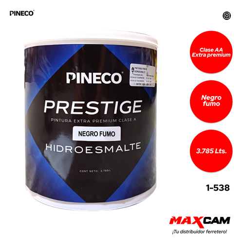 [1-538] PINTURA CLASE A HIDROESMALTE NEGRO FUMO x GALON PINECO 1-538