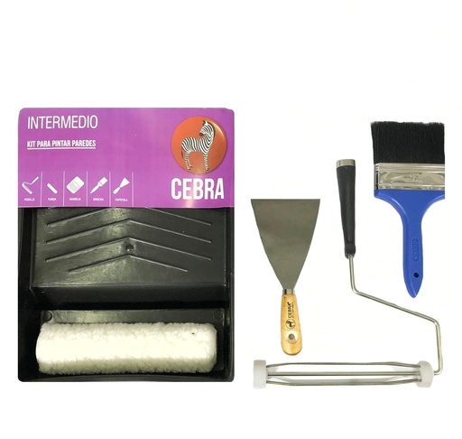 [1-693] KIT BANDEJA/RODILLO/BROCHA/ESPATULA CEBRA 1-693