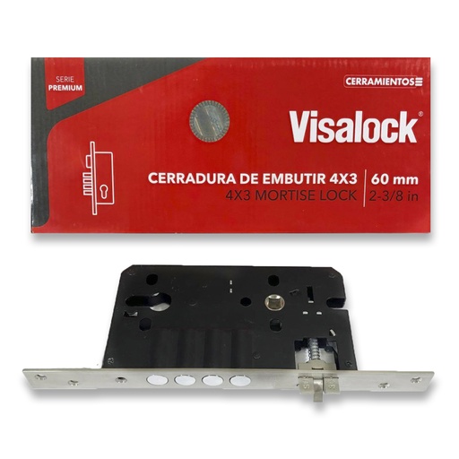 [1-737] CERRADURA EMBUTIR 4x3 C/CIL DOBLE 60MM VISALOCK 1-737