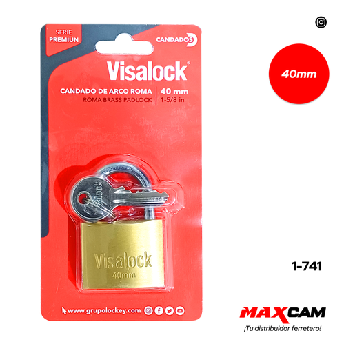 [1-741] CANDADO LATON ARCO 40MM VISALOCK 1-741