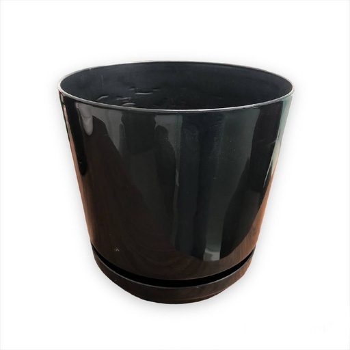 [1-855] MATERO C/PLATO ART CIL LISO D-20 NEGRO 1-855