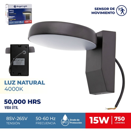 [9-222] LAMPARA DE PARED C/SENSOR MOV 15W ANGEL L 9-222