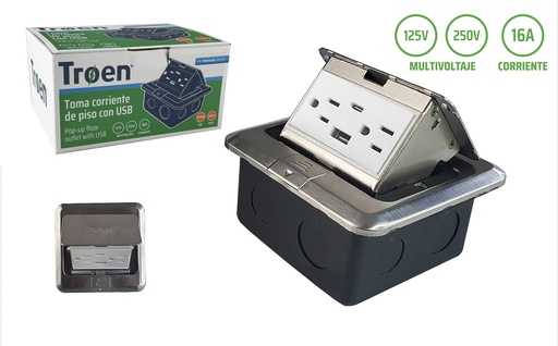 [9-240] TOMA DOBLE P/EMPOTRAR DE PISO C/USB C/TIP C TROEN 9-240