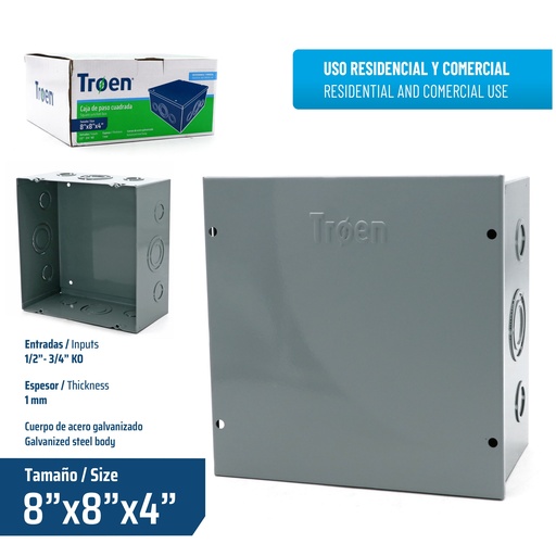[9-243] CAJA DE PASO 8X8X4" TROEN 9-243