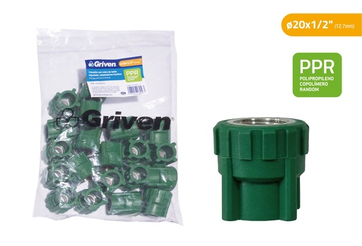 [9-251] ADAPTADOR PPR 12,7MM x 1/2" C/HR MET GRIVEN 9-251
