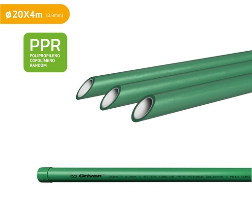 [9-255] TUBO PPR 2,8MM 4 MTS GRIVEN 9-255