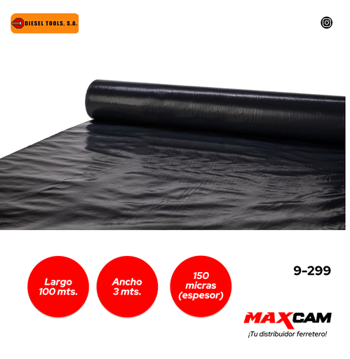 [9-299] PLASTICO NEGRO 100MTS x 3 MTS 150 MICRAS DIESEL TOOLS 9-299
