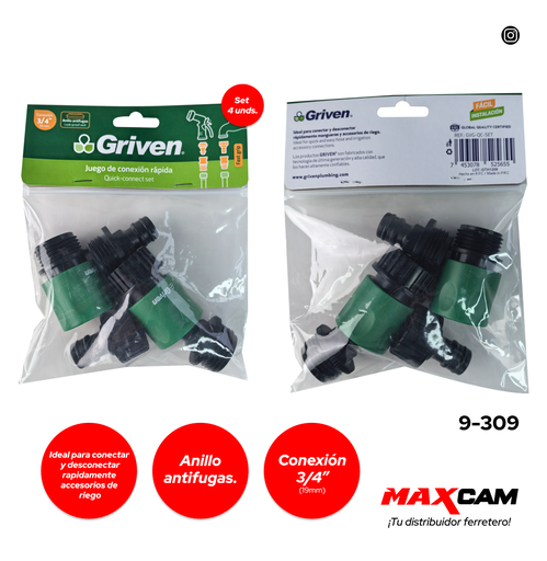 [9-309] JUEGO DE CONECTORES RAPIDO x 4 UNID GRIVEN 9-309