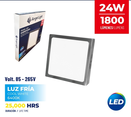 [9-326] PANEL LED SUPER NIQUE CUAD LUZ FRIA 24W ANGEL L 9-326