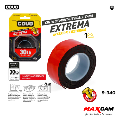 [9-340] CINTA DOBLE FAZ ROJA x 1.52 MTS COVO 9-340