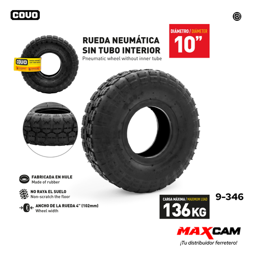 [9-346] RUEDA NEUMATICA S/TUBO INTERIOR 10" COVO 9-346