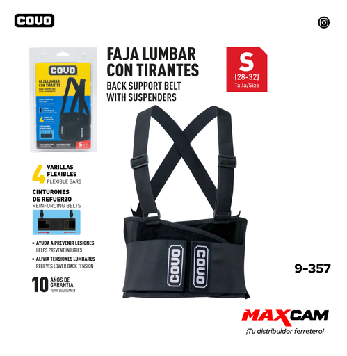 [9-357] FAJA LUMBAR C/TIRANTES TALLA S COVO 9-357