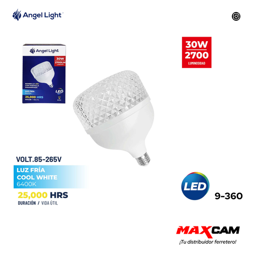 [9-360] BOMBILLO LED OVNI 30W LUZ FRIA ANGEL L 9-360