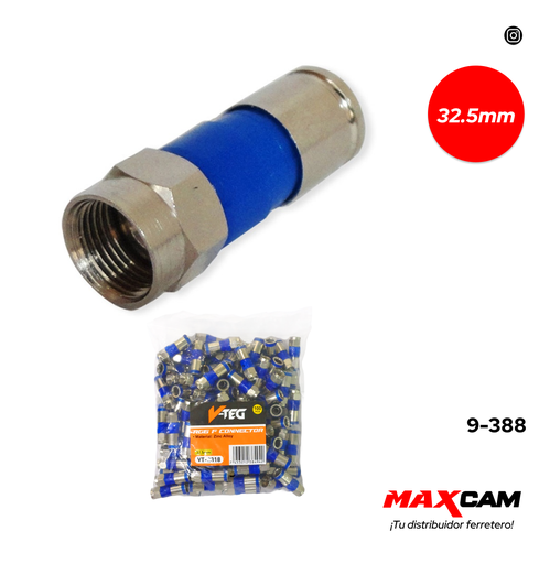 [9-388] CONECTOR COAXIAL RG6 AZUL x UNID V-TEG 9-388