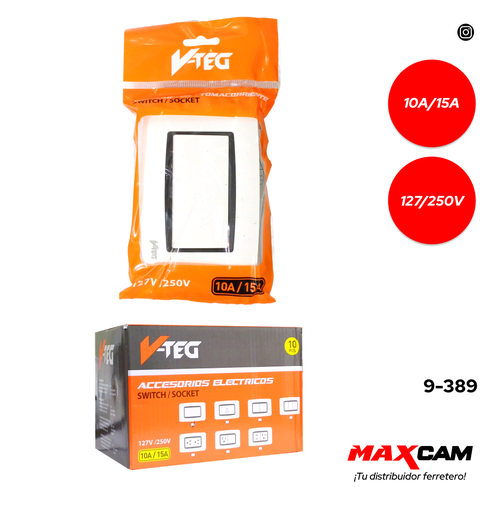 [9-389] INTERRUPTOR SENCILLO BLANCO V-TEG 9-389