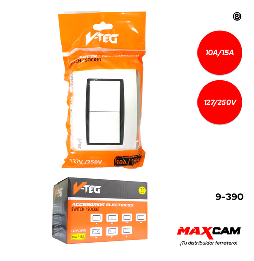 [9-390] INTERRUPTOR DOBLE BLANCO V-TEG 9-390