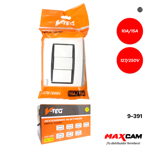 [9-391] INTERRUPTOR TRIPLE BLANCO V-TEG 9-391