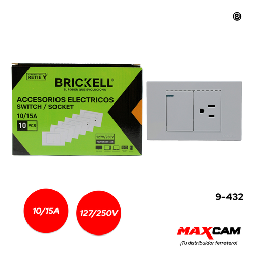 [9-432] INTERRUPTOR + TOMA BLANCO BRICKELL 9-432