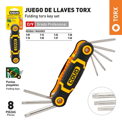 [9-475] LLAVE ALLEN TORX 8 PCS COVO 9-475