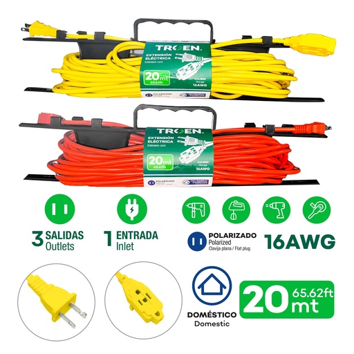 [9-485] EXTENSION ELECTRICA 2X16 20 MTS TROEN 9-485