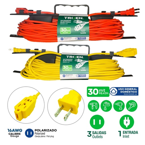 [9-486] EXTENSION ELECTRICA 2X16 30 MTS TROEN 9-486