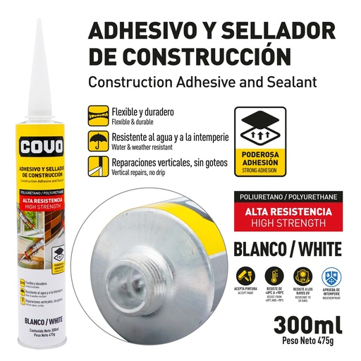 [9-504] SELLADOR POLIURETANO TIPO SIKAFLEX x 300 ML COVO 9-504