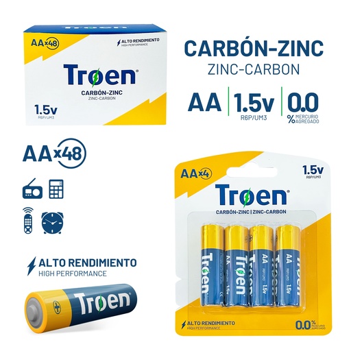 [9-519] BATERIA AA CARBON x 4 UNID TROEN 9-519